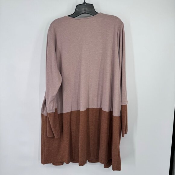 LOGO Lounge Color Block Open Front knit Cardigan Pockets size 2x - Picture 4 of 12